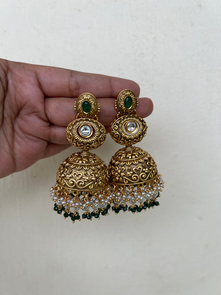 2 step antique Jhumkas