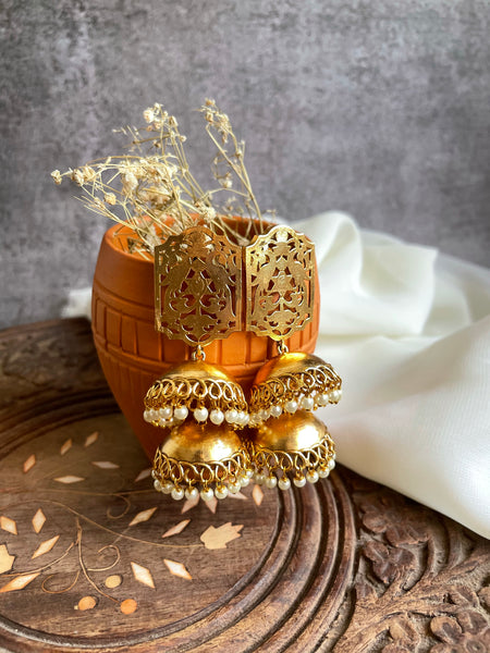 Modern peacock cutwork jhumkas