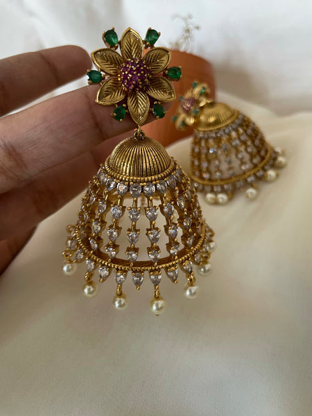 Jumbo cutwork Ad jhumkas