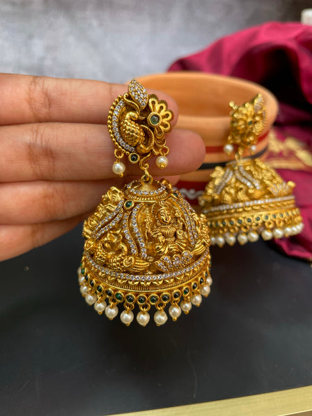 Bridal Lakshmi ad stone Jhumkas