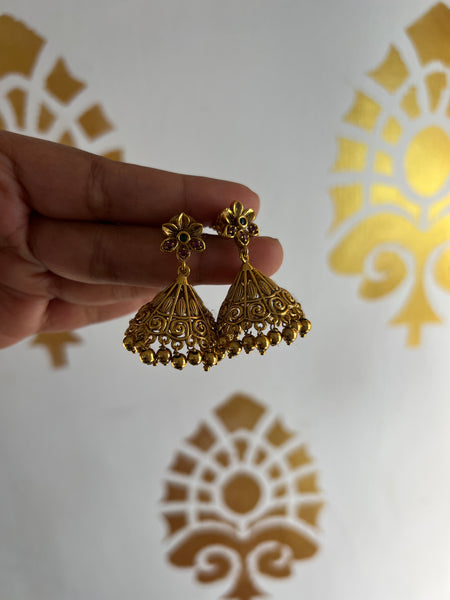 Antique flower jhumkas