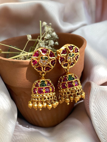 Small kemp flower jhumkas
