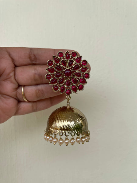 Polki jumbo stud Golden Jhumkas