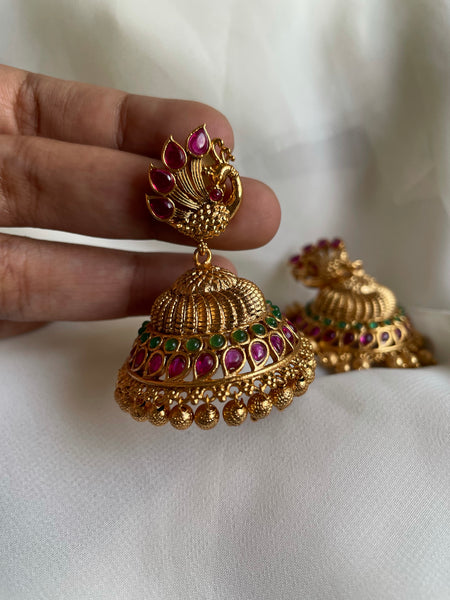 Peacock bridal kemp Jhumkas
