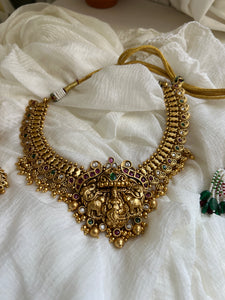 Lakshmi with elephant detail necklace with jhumkas