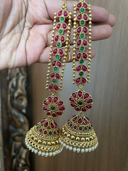 Original kemp vintage Jhumkas with earrings chain