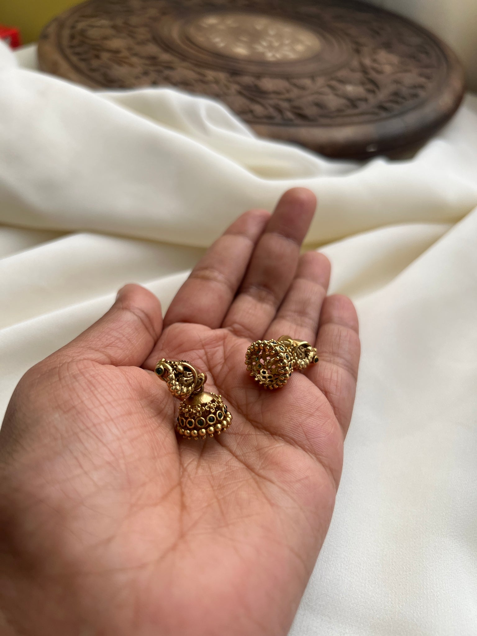 Tiny antique jhumkas