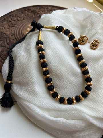 Antique bead thread Mala with studs