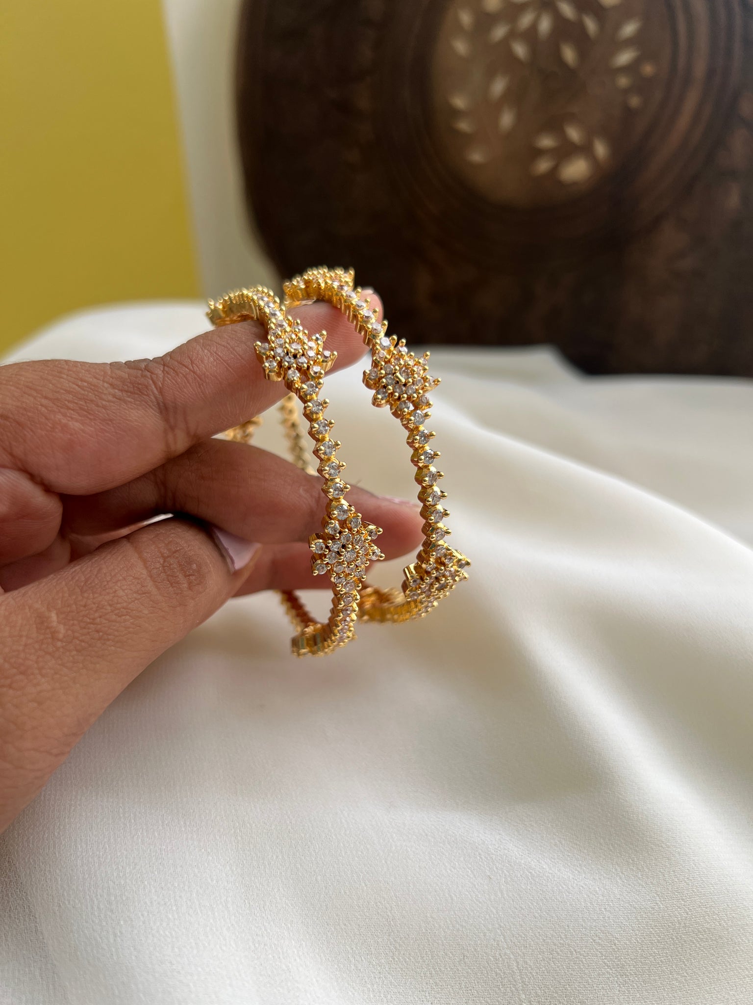 Diamond look alike stone bangles set of 2