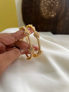 Diamond look alike stone bangles set of 2