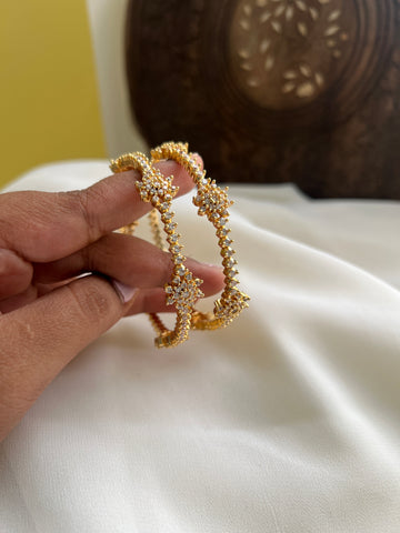 Diamond look alike stone bangles set of 2
