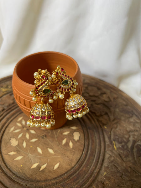 Kemp peacock bridal jhumkas with mattal