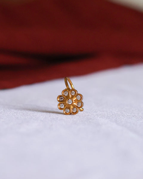 Floral Stone Gold-Plated nose pin