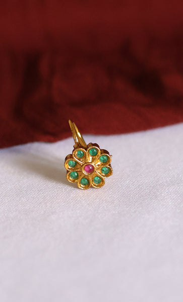 Floral Stone Gold-Plated nose pin
