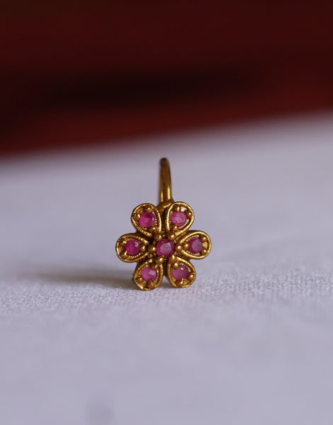 Floral Stone Gold-Plated nose pin