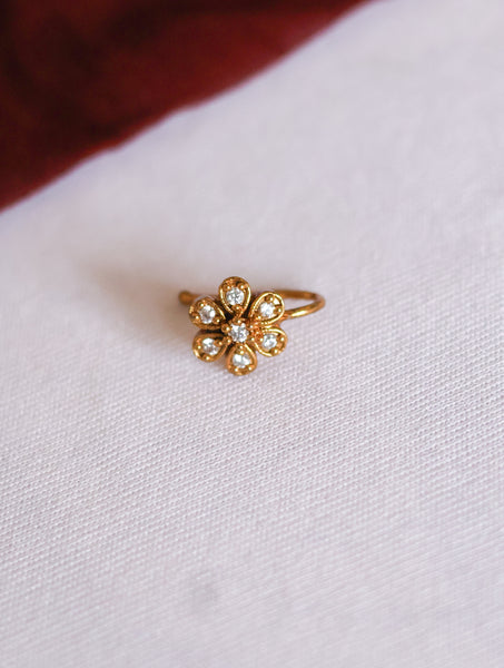 Floral Stone Gold-Plated nose pin