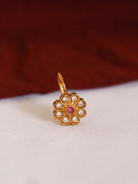 Floral Stone Gold-Plated nose pin