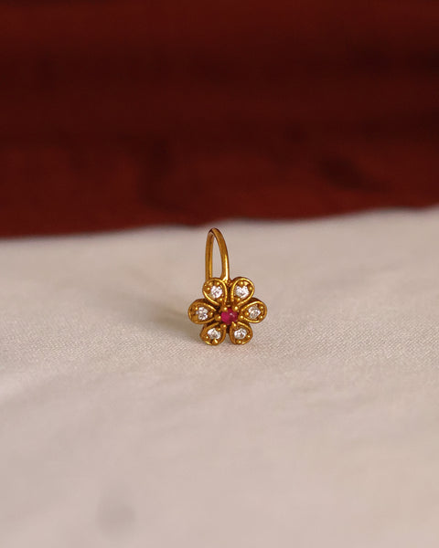Floral Stone Gold-Plated nose pin