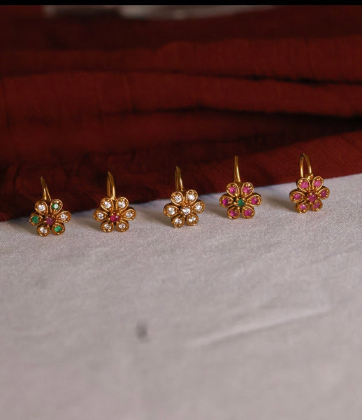 Floral Stone Gold-Plated nose pin