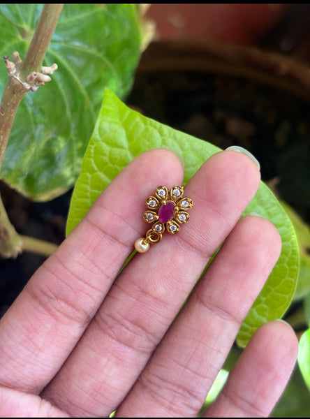 Traditional South Indian Floral Stone Nose Stud