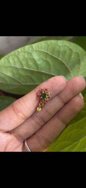 Traditional South Indian Floral Stone Nose Stud