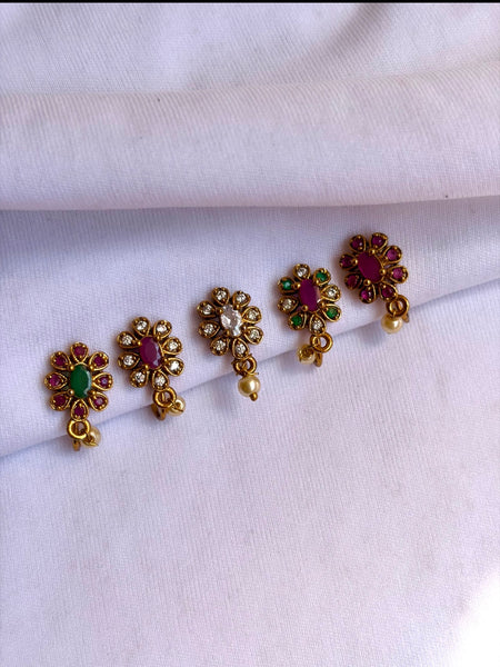 Traditional South Indian Floral Stone Nose Stud