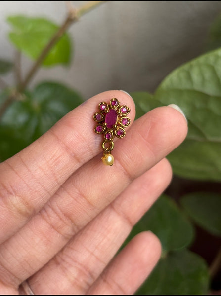 Traditional South Indian Floral Stone Nose Stud