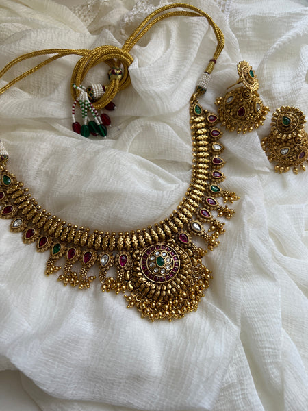 Kemp bridal flower necklace with jhumkas