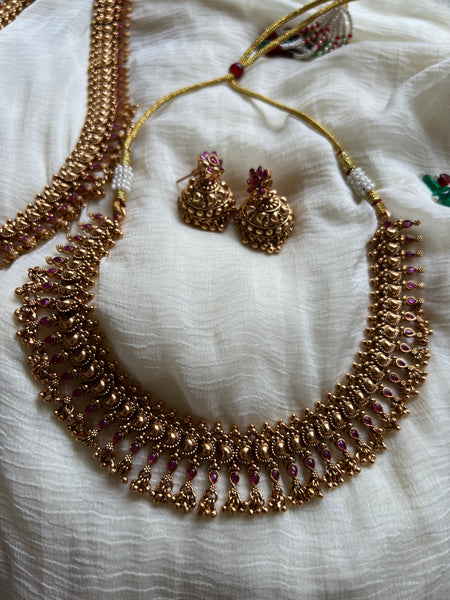 Kemp bridal Paisley necklace with jhumkas
