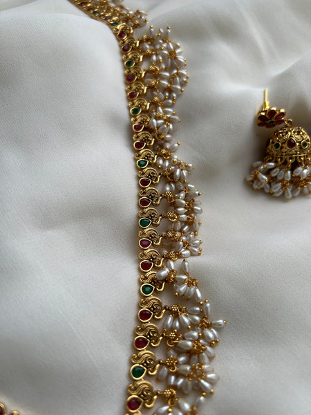 Kemp like guttapusalu haram with jhumkas