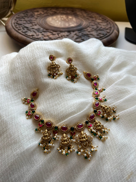 Kundan Lakshmi necklace with earrings