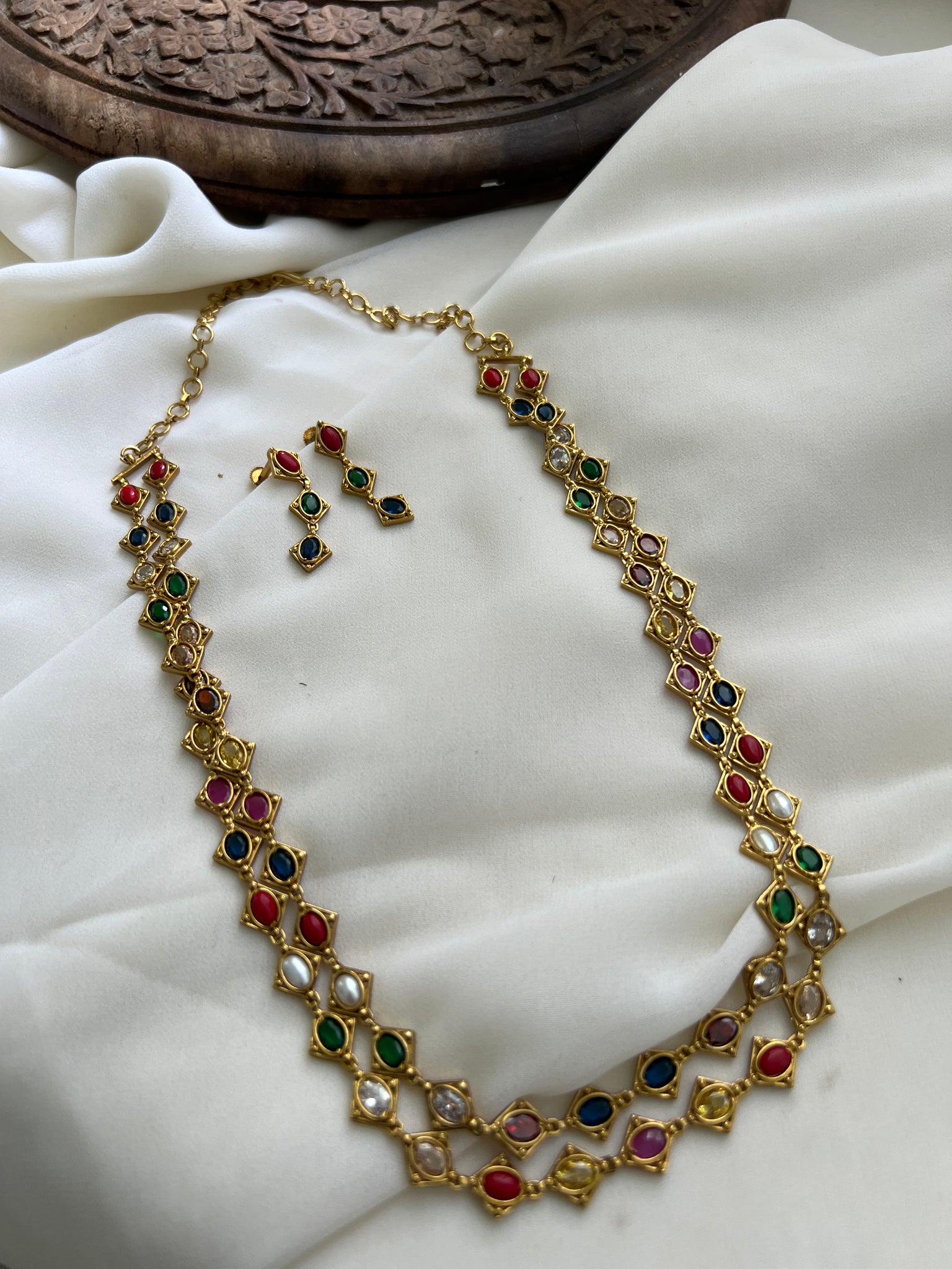 Navaratna layered maala with earrings