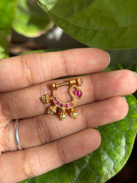 Antique Kemp Pearl Drop Nath
