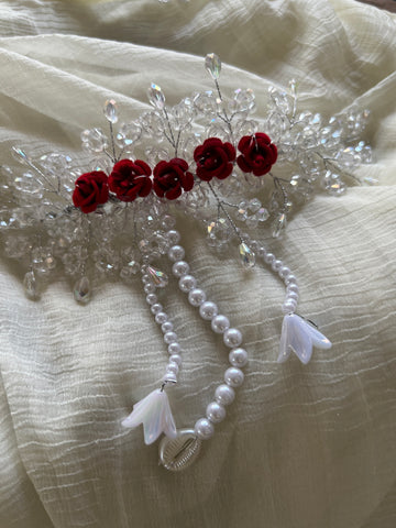 White crystal red rose