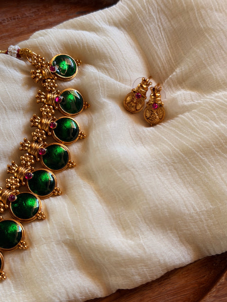 Kerala style Lakshmi palakka necklace with studs
