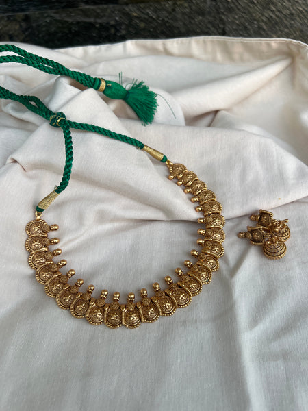 Antique matte necklace with jhumkas