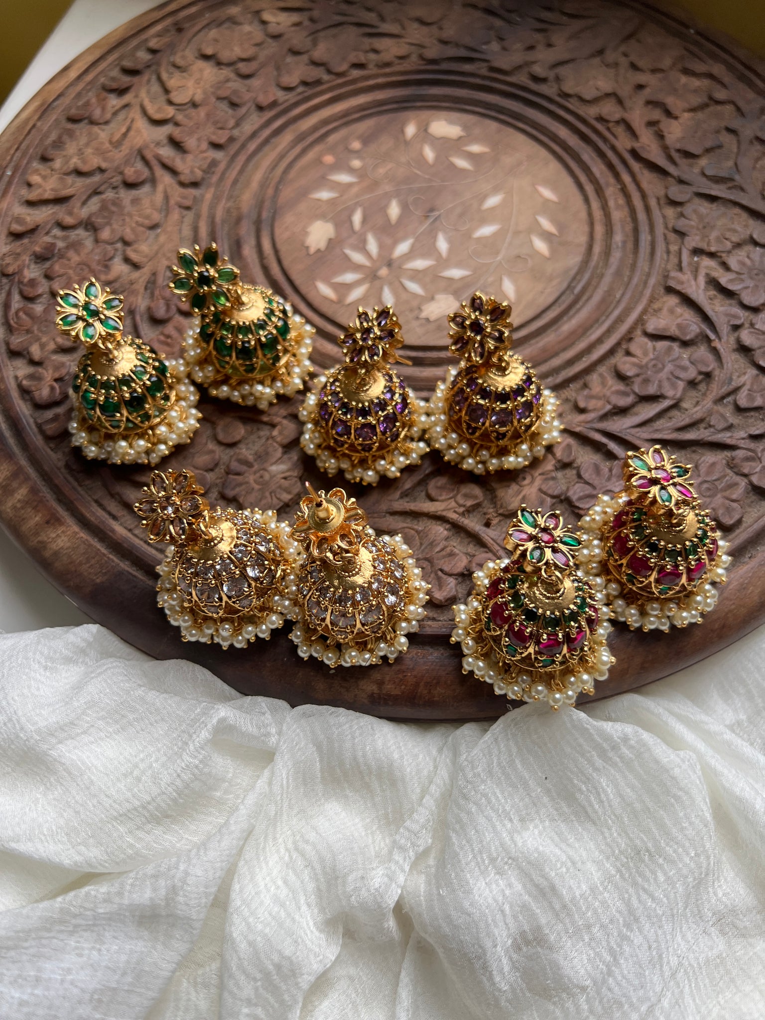 Small pearl jhumkas hotsell