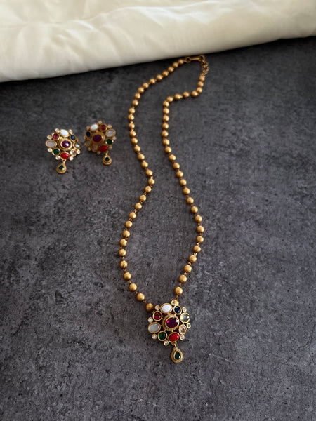 Navarathna flower attigai with earrings