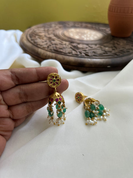 Kundan cutwork jhumkas