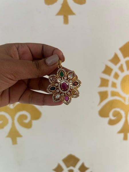 Navaratna flower pendant