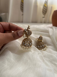 3D stone peacock jhumkas