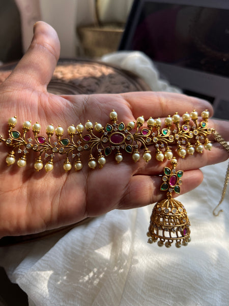 Kemp pearl choker with matching jhumkas
