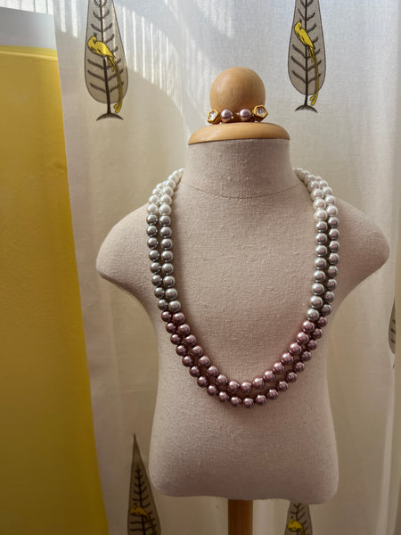 3 color pearl maala with studs