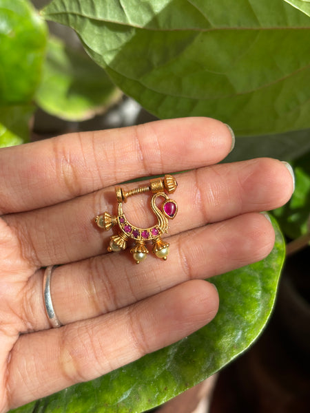 Antique Kemp Pearl Drop Nath