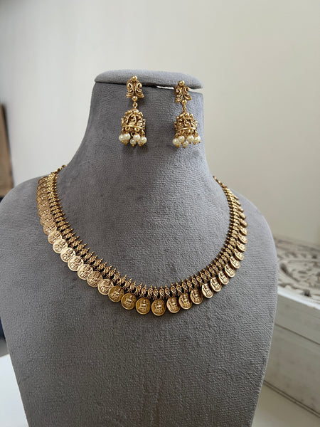 Antique kerala coin necklace with jhumkas
