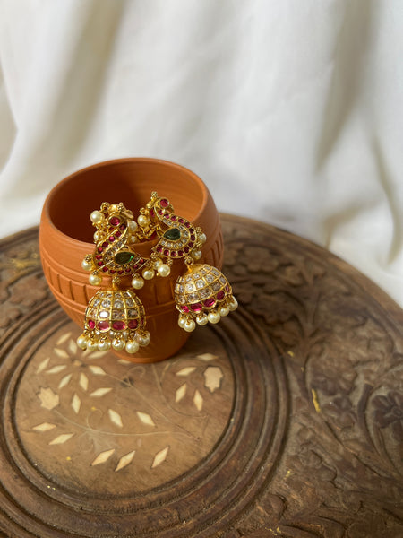 Kemp peacock bridal jhumkas with mattal