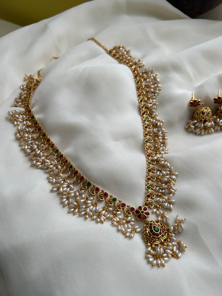 Kemp like guttapusalu haram with jhumkas