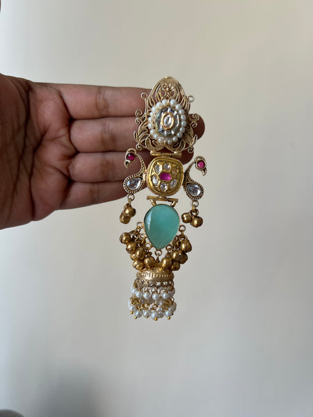Kundan mayoora jumbo jhumkas