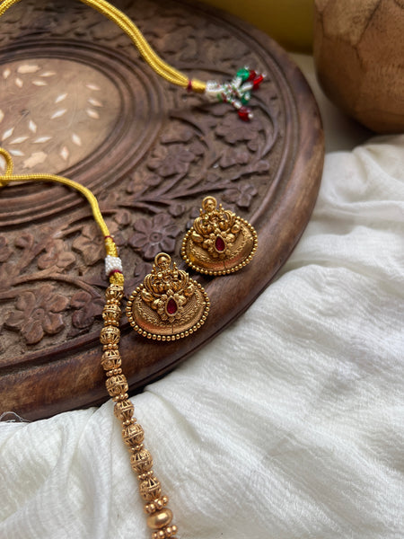 Matte antique Lakshmi Dori necklace with studs
