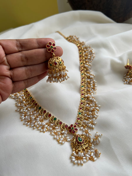 Kemp like guttapusalu haram with jhumkas